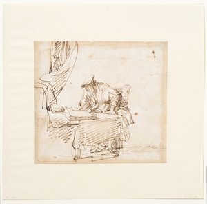 Scholar seated at a table on which rests a large book by Govaert (attr. to) Flinck
