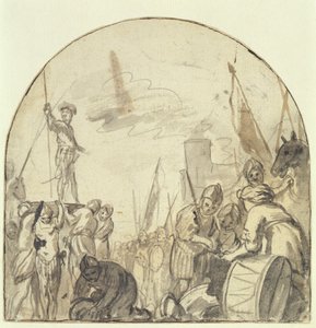 Brinio Being Raised on His Shield by His Warriors by Govaert Flinck
