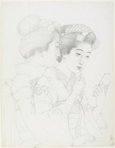 Study for Woman Holding Lip Brush, 1919 by Goyo Hashiguchi