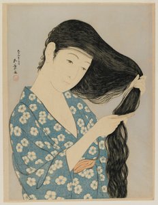 Woman Combing Her Hair, Taisho era, March 1920