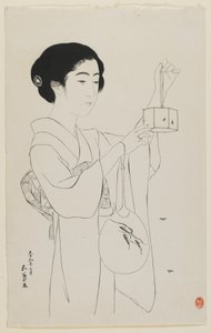 Woman Holding a Firefly Cage, Taisho era, July 1920