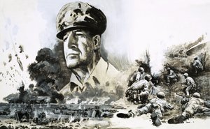 Douglas MacArthur with D-Day Landing Scenes