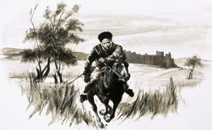 Friar John upon a fiery Mongolian horse