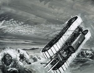 The winds of Commonwealth Bay blow over a snow tractor