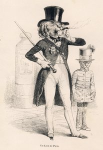 Lion of Paris. Illustrated vignettes by JJ Granville. Engraving signed Andrew, Best and Leloir in the section titled "Voyage of an African Lion to Paris" written by Honore de Balzac in "Scenes from the Private and Public Life of Animals". Paris, J. Hetzel  by Grandville