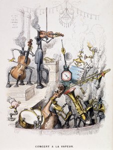 Musicians transformed into machines and giving a “Concert à la steam” - in “Un autre monde” by Grandville, late 19th century.