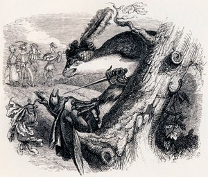 The Kite and the Nightingale - Fables by La Fontaine by Grandville