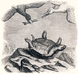 The Turtle and the Two Ducks - Fables by La Fontaine by Grandville