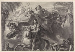 Allegorical Equestrian Portrait of Louis XIV, King of France by Gérard Edelinck