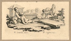 A Girl Being Pulled Off the Grave by Gravelot