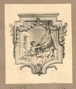 Two Children Watch a Sleeping One in an Escutcheon by Gravelot