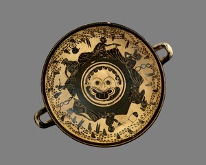 Attic black-figure cup decorated with a Gorgon
