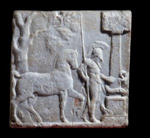 Marble Stele with Rider and Horse