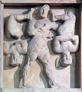 Metope with Heracles and the Cercopes by Greek