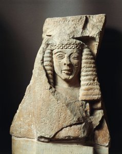 Metope Fragment with Female Figure, from Mycenae, Greece, 7th Century BC