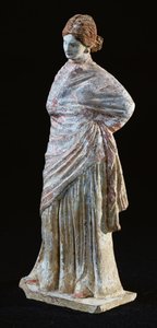 Statuette of a woman with draped clothing, from Tanagra, Boeotia
