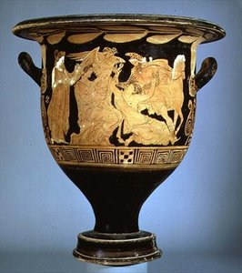 Attic red-figure bell krater depicting Boreas with Oreithya by Greek