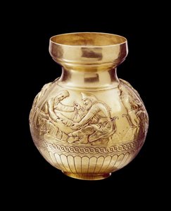 Bottle with ring base depicting Scythians engaged in various activities by Greek School