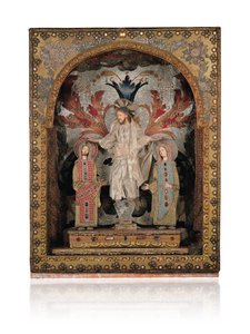Christ on a pedestal of rock crystal, flanked by Emperor Romanos II and Empress Eudoxia by Greek School