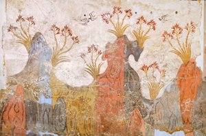 Room of lilies or spring, Akrotiri fresco, Thera, Greece, Minoan Civilization