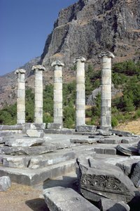 Ruins and Acropolis Rock in the Temple of Athena Polia, mid-4th century BC by Greek School