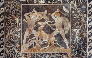 Stag Hunt Mosaic, Alexander the Great and Hephestion, Pella, Greece, 330-300 BC