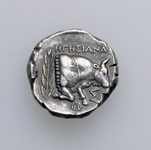Tetradrachm of Samos, Ionia, depicting a bull, c.390 BC (reverse)