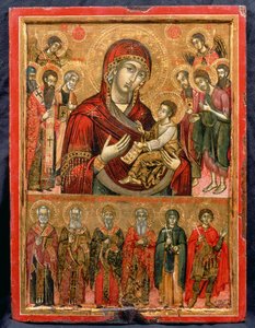 The Mother of God Hodegetria and Saints, icon from the Cycladic Islands, 1779