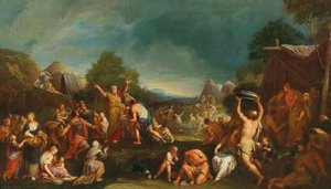 The Israelites gathering Manna