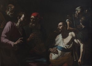 Healing a man with dropsy by Gregorio Preti