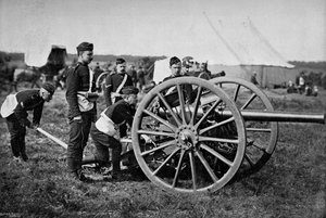 Gunners of Field Artillery Drilling with a 12 Pounder, 1895