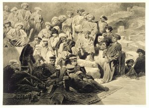 Military Meal in the Ruins at Sioukh, Dagestan, Plate 69 from a Book on the Caucasus, Engraved by Celestin Francois Nanteuil, Published by Alfred Leon Lemercier
