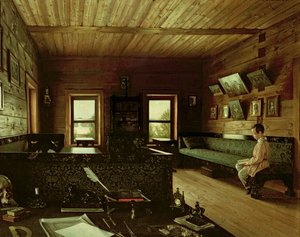 The Study in the House of Nikolai Milyukov at Ostrovky, 1844 by Grigori Vasilievich Soroka