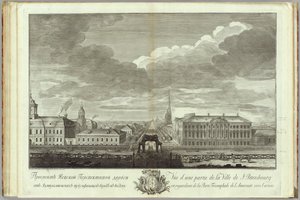 Nevsky Prospekt with the Stroganov Palace Book to the 50th anniversary of the founding of St. Petersburg by Grigory Anikeevich Kachalov
