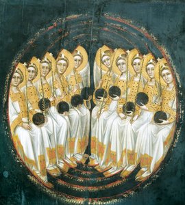 Seated Angels with Orbs in Their Hands