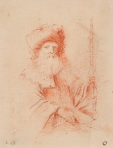 Sketch of Bearded Man in Turban by Guercino