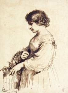 A Young Woman Holding a Fruit Basket