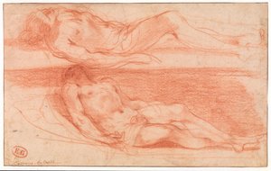 Two Studies of a Reclining Half-Naked Man