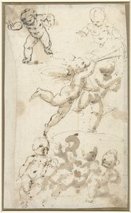 Putti and a Floating Angel