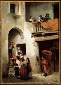 Extreme Unction, a Family Waiting Outside the House of a Dying Man