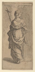 Girl Carrying a Crucifix and Stepping Toward a Pilaster, Seen from Behind