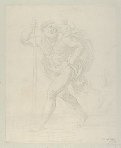 Saint Christopher walking with the infant Christ on his left shoulder by Guido Reni
