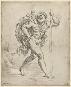 Saint Christopher Walking with the Infant Christ on His Right Shoulder by Guido Reni