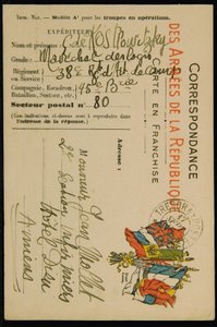 Autograph Postcard to Jean Mollet, Dated 16 September 1915
