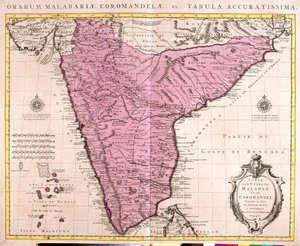 Map of Coromandel and Malabar (India) by Guillaume Delisle