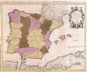 Map of the Iberic Peninsula, Kingdom of Portugal and Spain by Guillaume Delisle