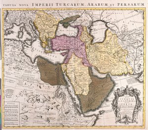 Map of the Middle East: Turkish Empire, Persia and Arabian Peninsula (etching) by Guillaume Delisle