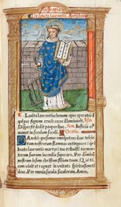 Printed Book of Hours (Use of Rome): fol. 101r, St. Lawrence by Guillaume Le Rouge