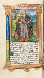 Printed Book of Hours (Use of Rome): fol. 104v, St. Anthony Abbot by Guillaume Le Rouge