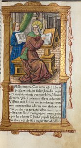 Printed Book of Hours (Use of Rome): fol. 19r, St. Matthew by Guillaume Le Rouge